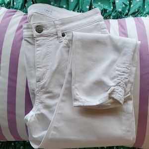 LOFT  Rauched Leg Curvy Skinny Crop White Jeans